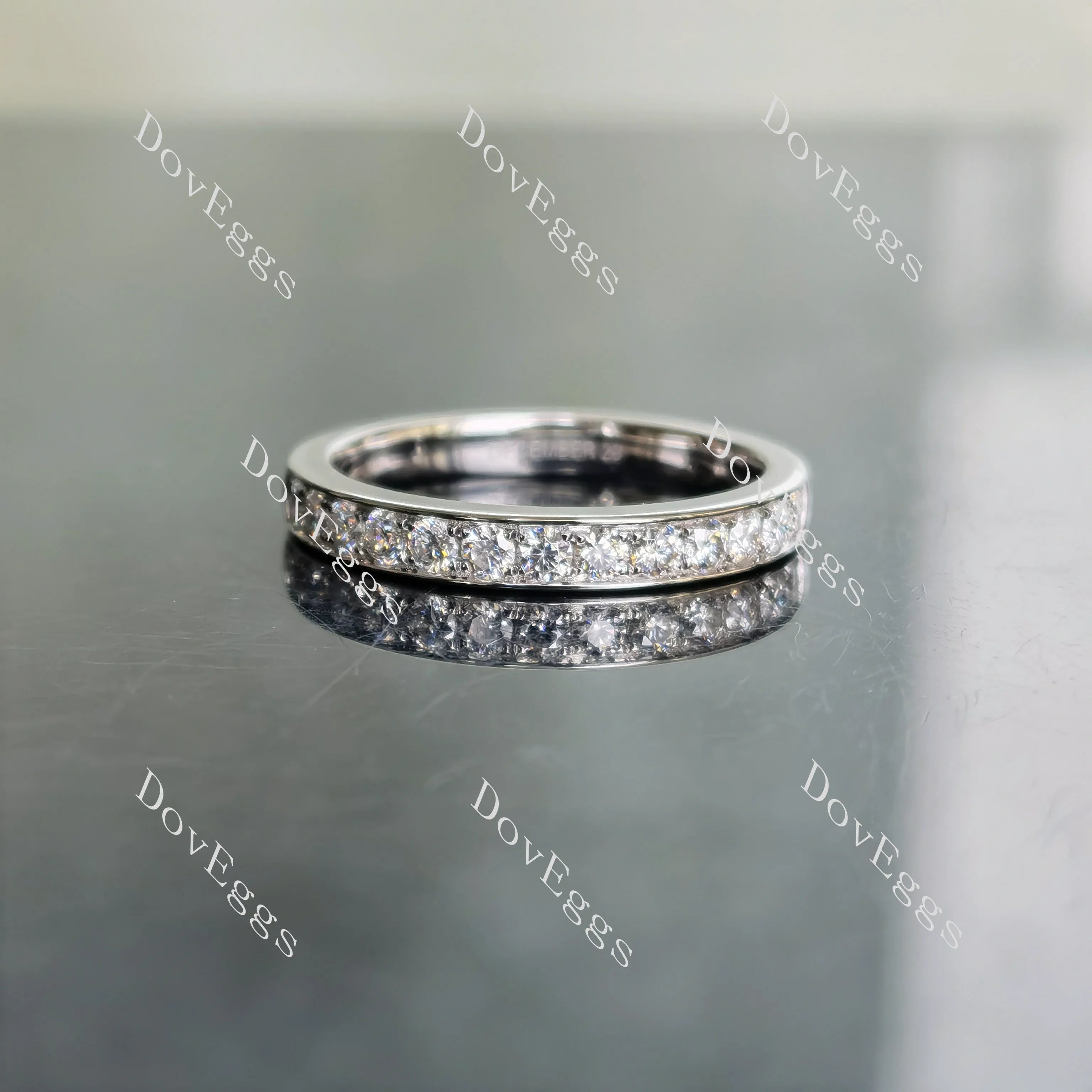Doveggs half eternity channel set moissanite/lab grown diamond wedding band-2.5mm band width