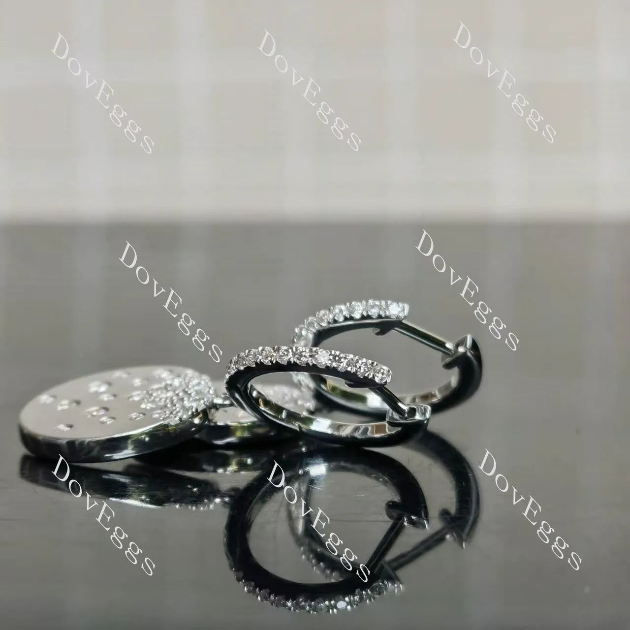 Round pave multicolor art deco moissanite/labgrown diamond/colored gem dangle earrings| Doveggs