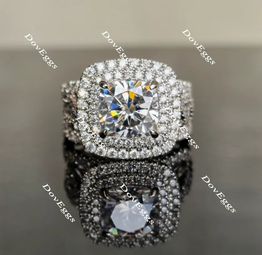 Doveggs round half eternity moissanite/lab grown diamond wedding band-1.8mm band width