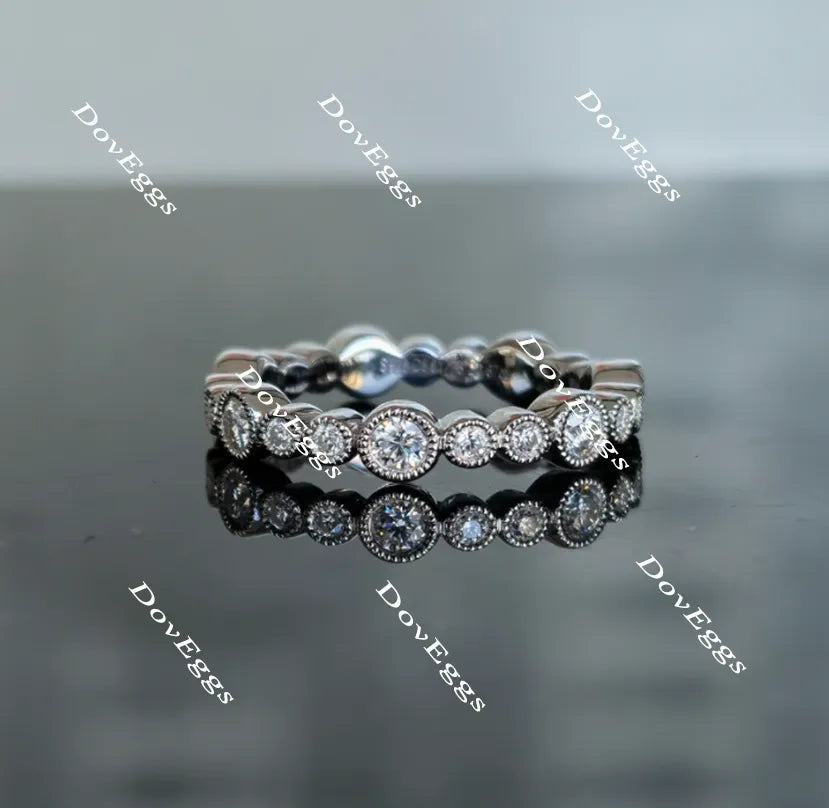 Doveggs round full eternity moissanite/lab grown diamond wedding bands-3.5mm band width