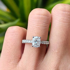 Doveggs sterling silver 1.8ct elongated cushion moissanite ring Band Width 2.8mm