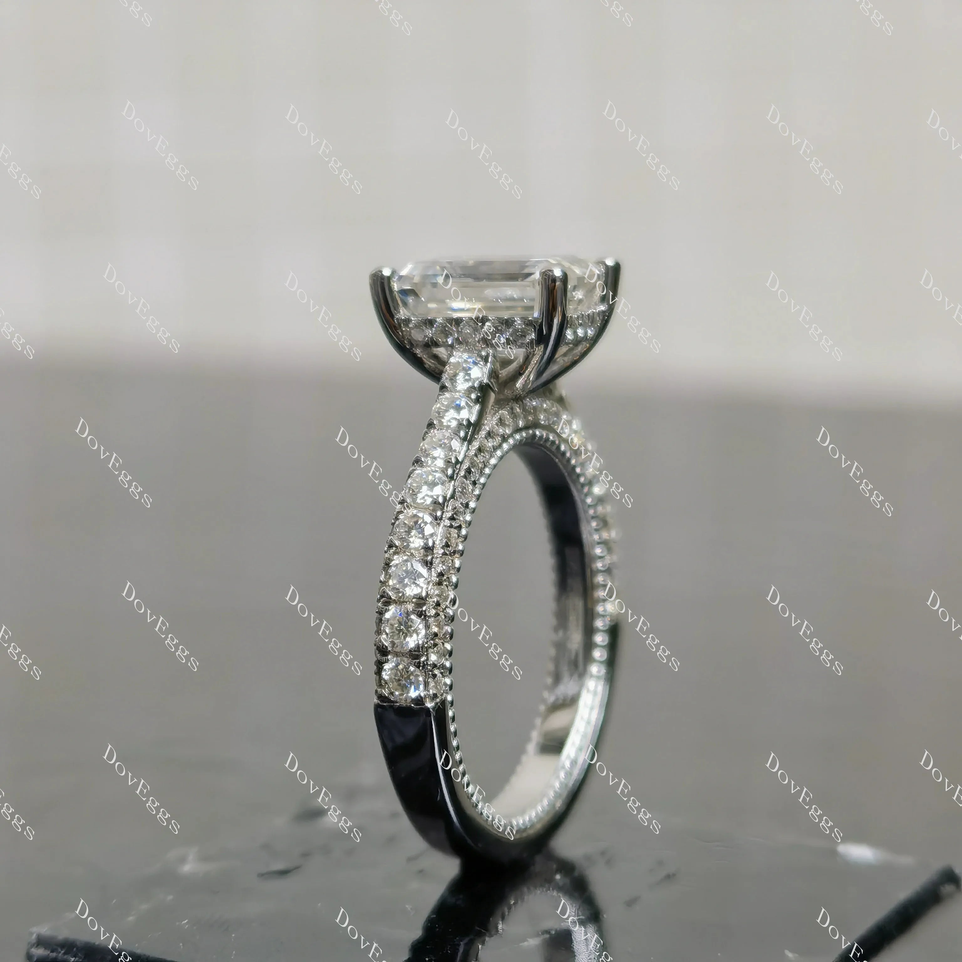 (size 7.25) Doveggs 1ct radiant moissanite sterling silver engagement ring