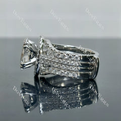Doveggs Oval Pave Halo Half Eternity Lab Grown Diamond Bridal Set (2 rings)