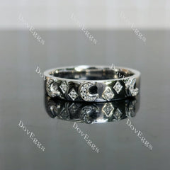 Doveggs star and moon round moissanite/lab grown diamond wedding band-3.5mm band width