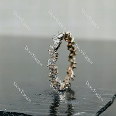 Doveggs pear moissanite/lab grown diamond accents wedding band-3.4mm band width