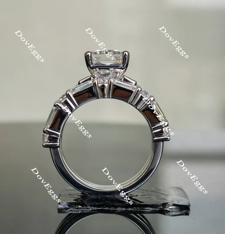 Doveggs round emerald half eternity moissanite/lab grown diamond wedding band (wedding band only)-1.8mm band width