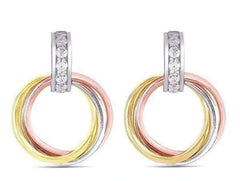 Doveggs Tri-color gold channel set moissanite/lab grown diamond hoop earring
