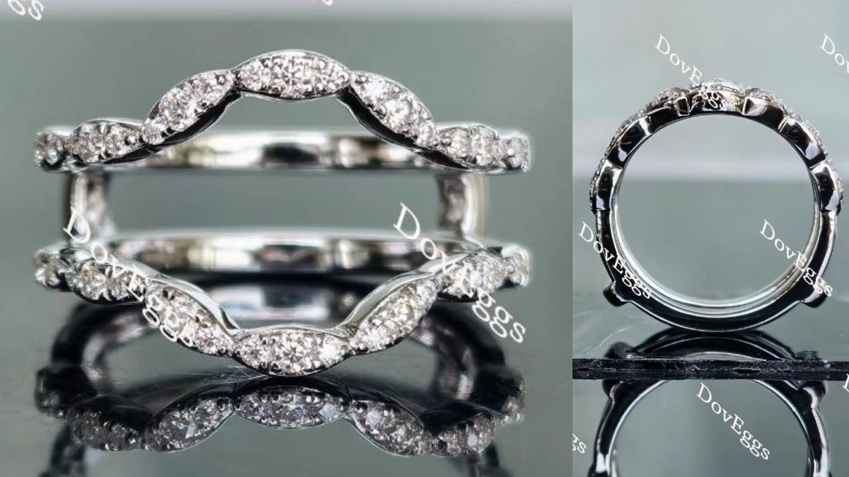 Doveggs round half eternity pave curved moissanite/lab grown diamond enhancer-6.8mm band width