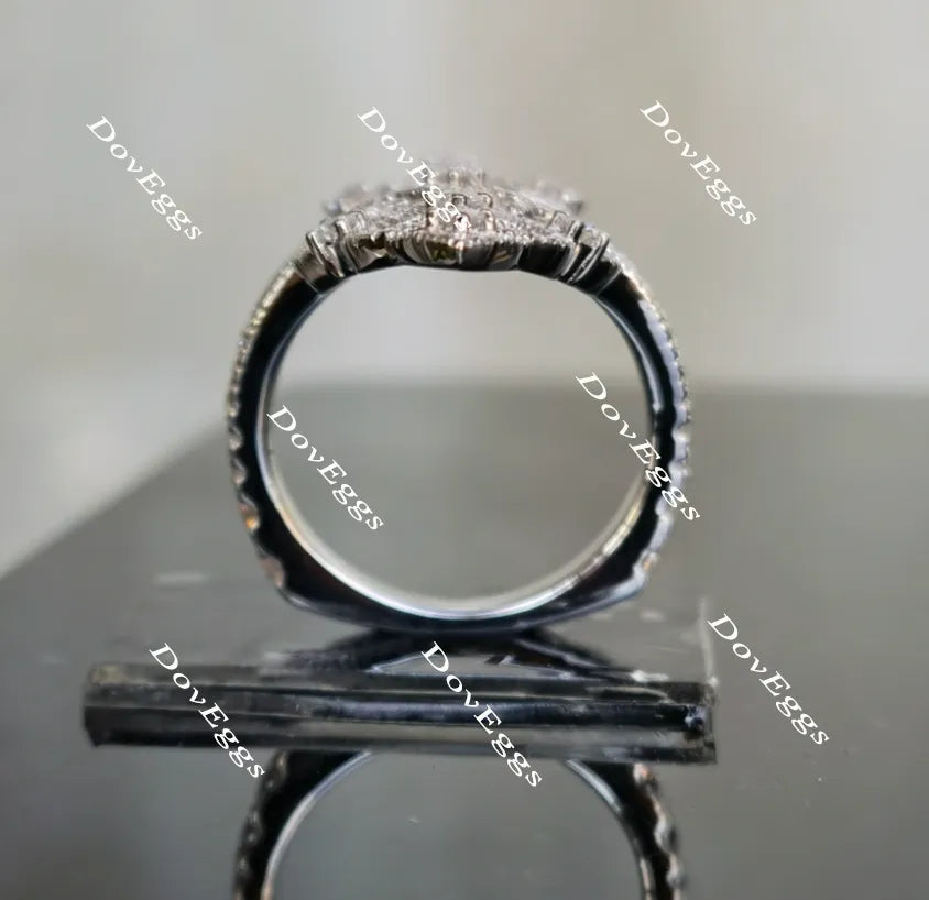 Doveggs art deco moissanite/lab grown diamond wedding band-3.2mm band width