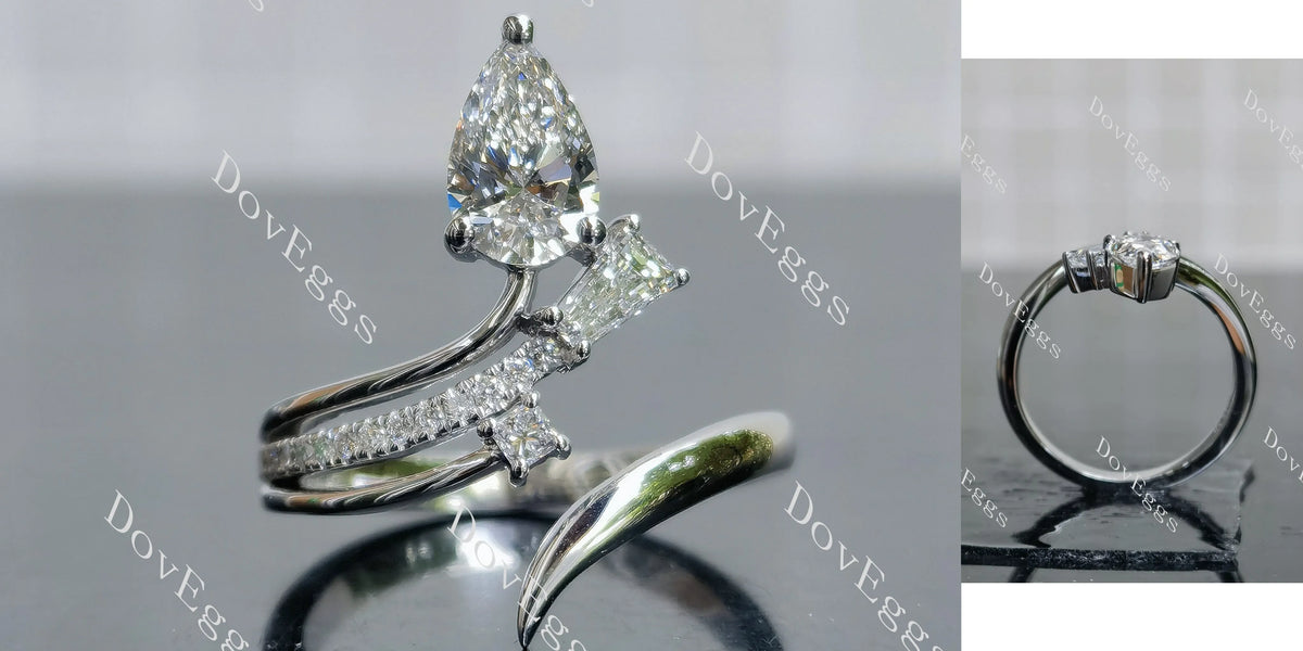 Doveggs Pear Pave Open Ring Lab Grown Diamond Engagement Ring