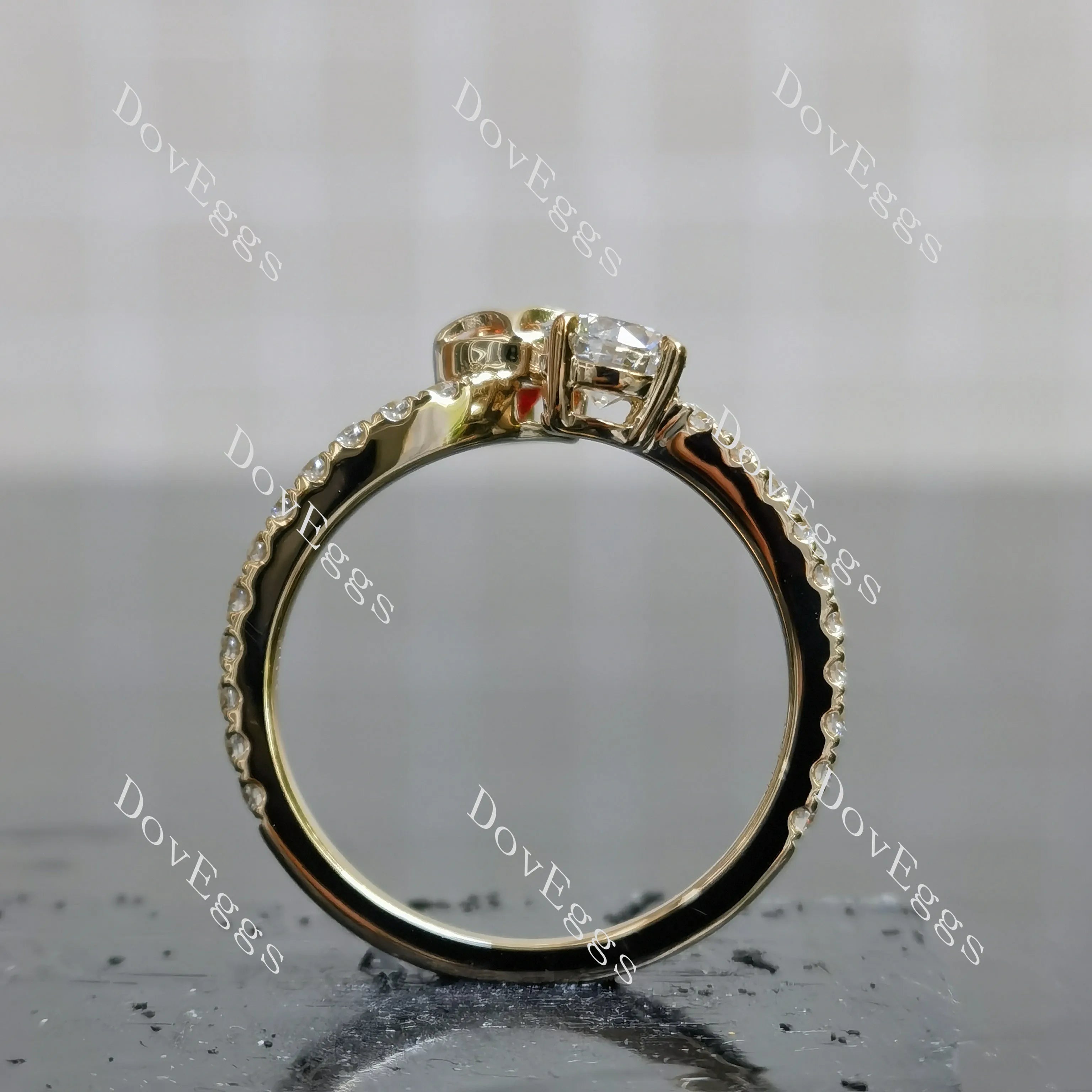 Fire Lotus Pear Round Pave Lab Grown Diamond Engagement Ring