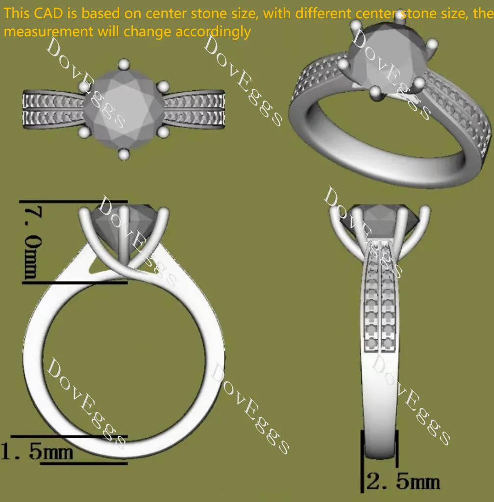 Round Pave half eternity moissanite engagement ring| DovEggs