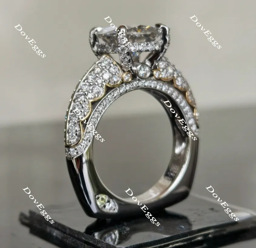 Never Let Go half eternity pave cushion moissanite engagement ring