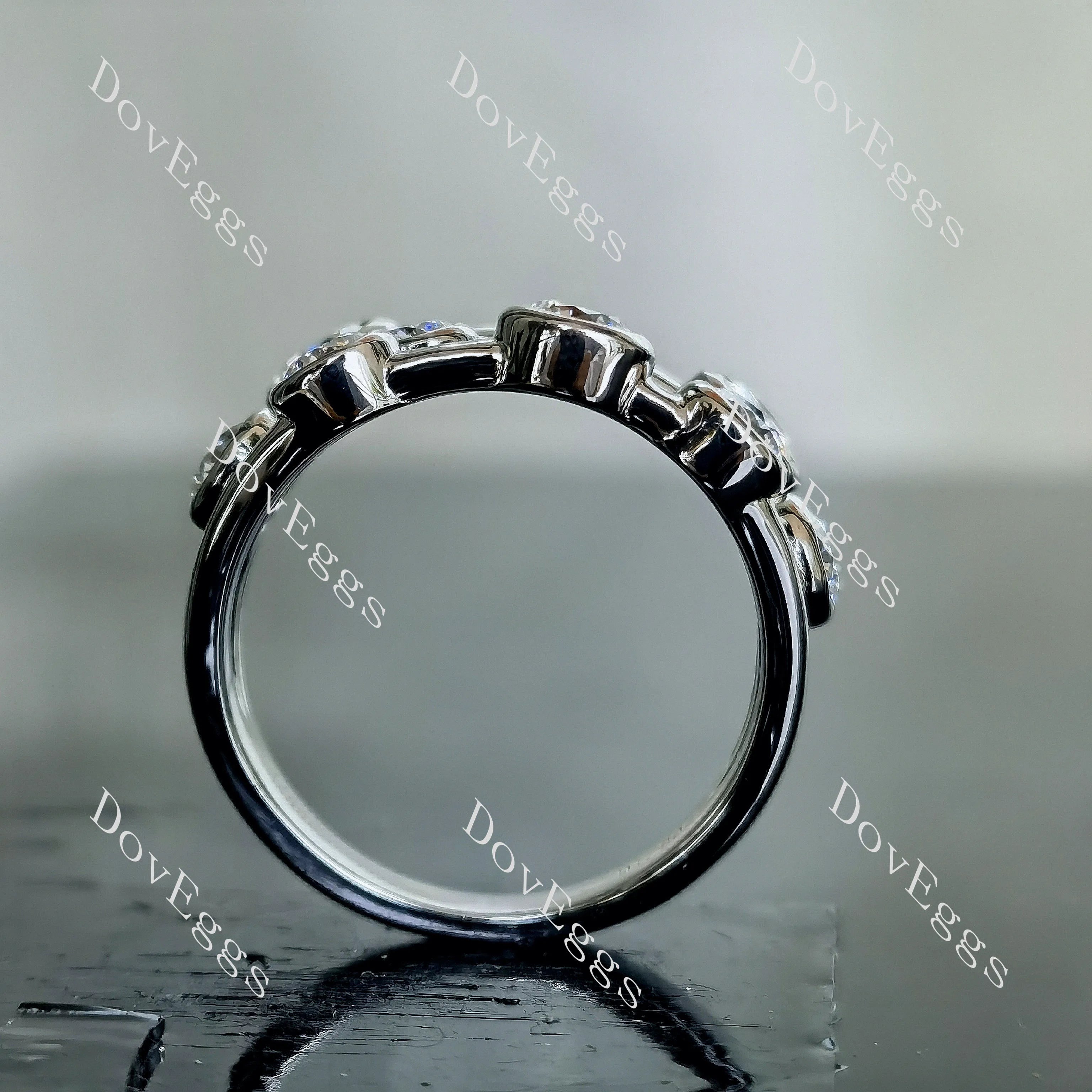 Doveggs round three row bezel moissanite/lab grown diamond wedding band-4.0mm band width