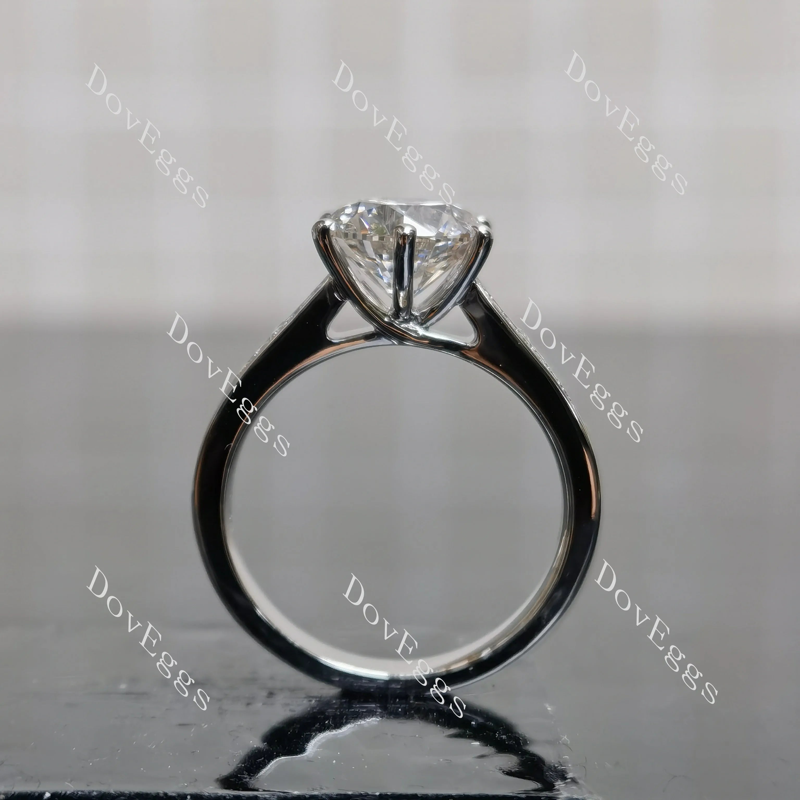 Doveggs Round Pave Half Eternity Lab Grown Diamond Engagement Ring