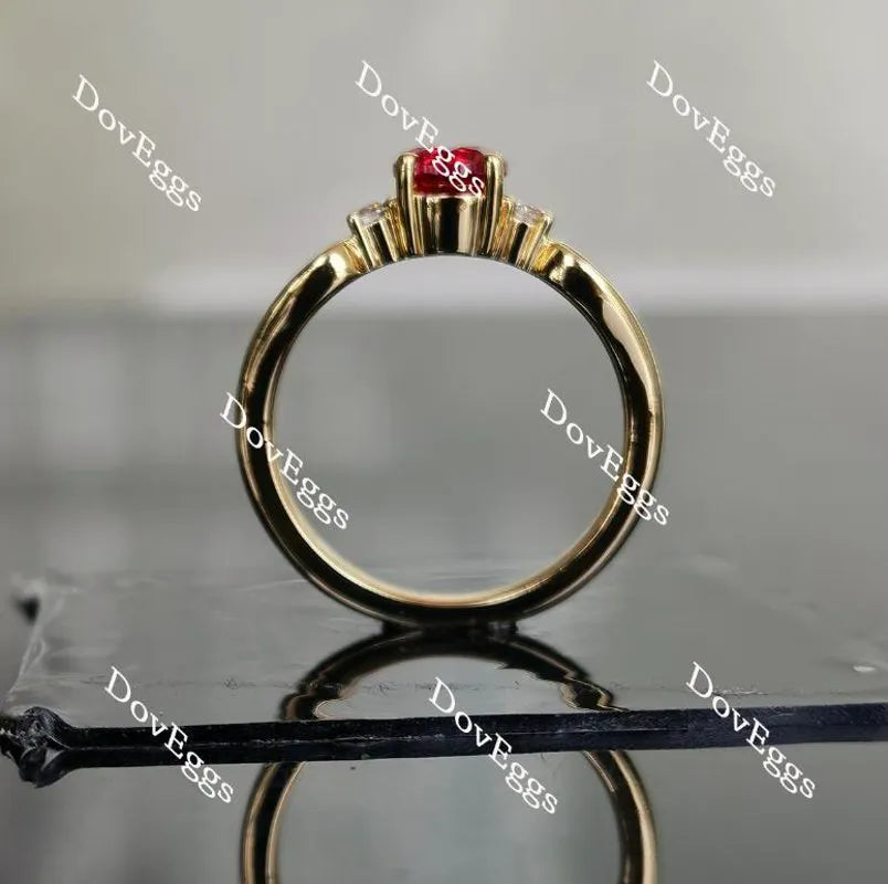 Doveggs round side stone vivid pegion blood ruby colored gem engagement ring