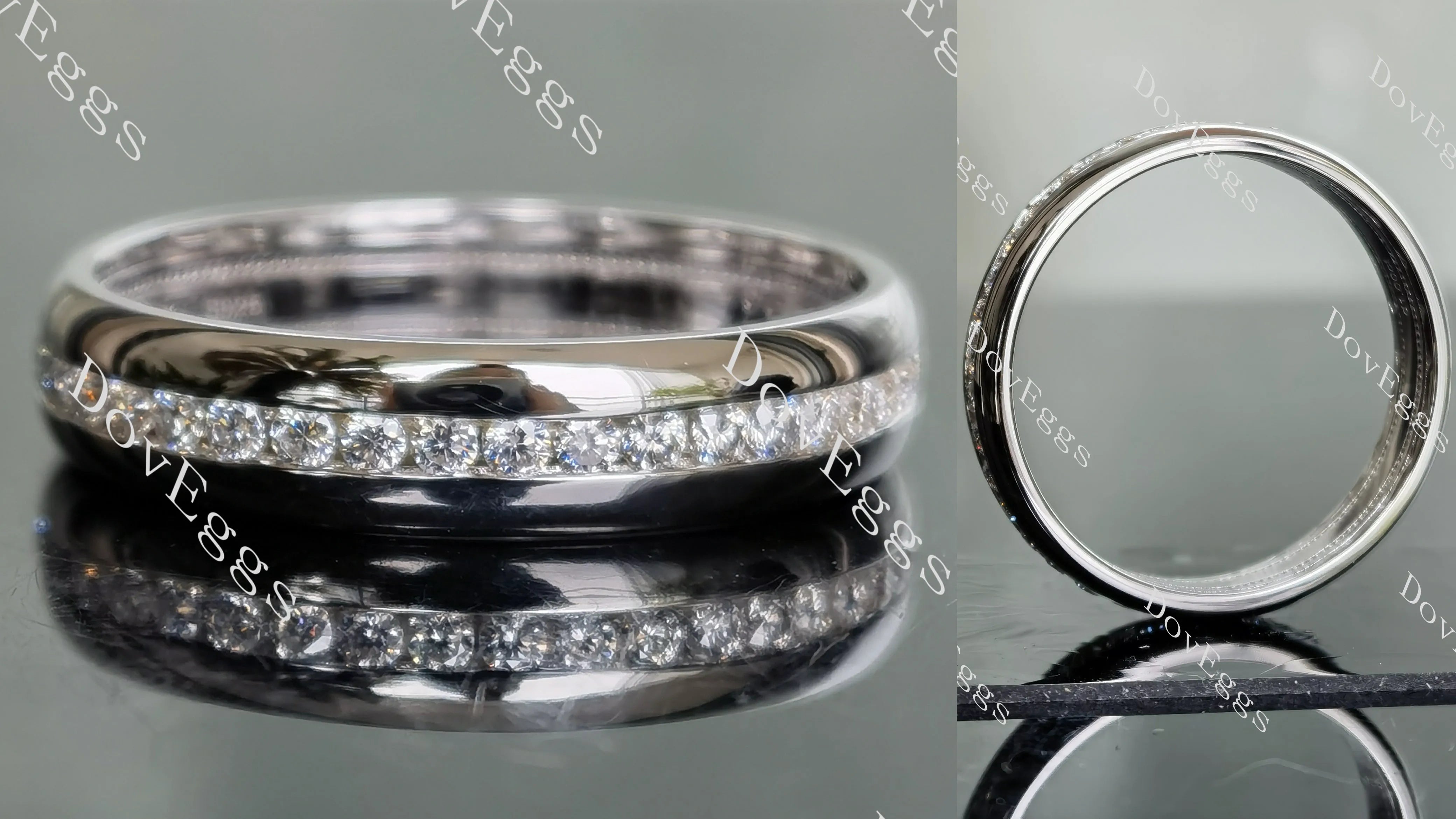 Doveggs round full eternity channel set moissanite/lab grown diamond wedding band-5.4mm band width