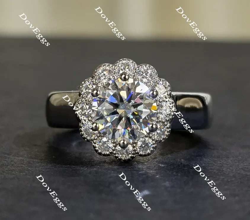 doveggs flower shape round moissanite engagement ring