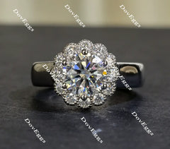 doveggs flower shape round moissanite engagement ring