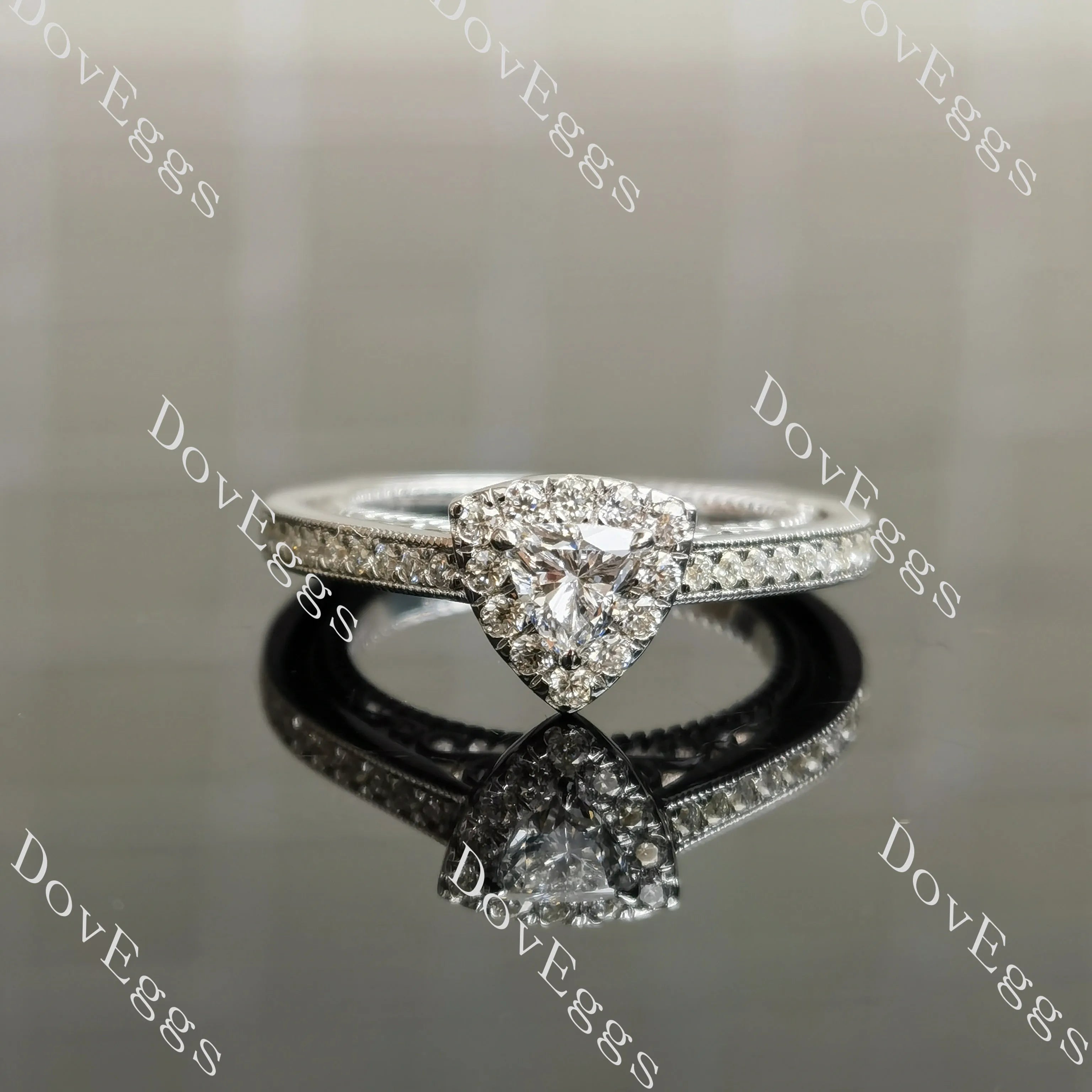 DovEggs halo channel set engagement ring only semi-mount only(Exclusively to DovEggs Stones)