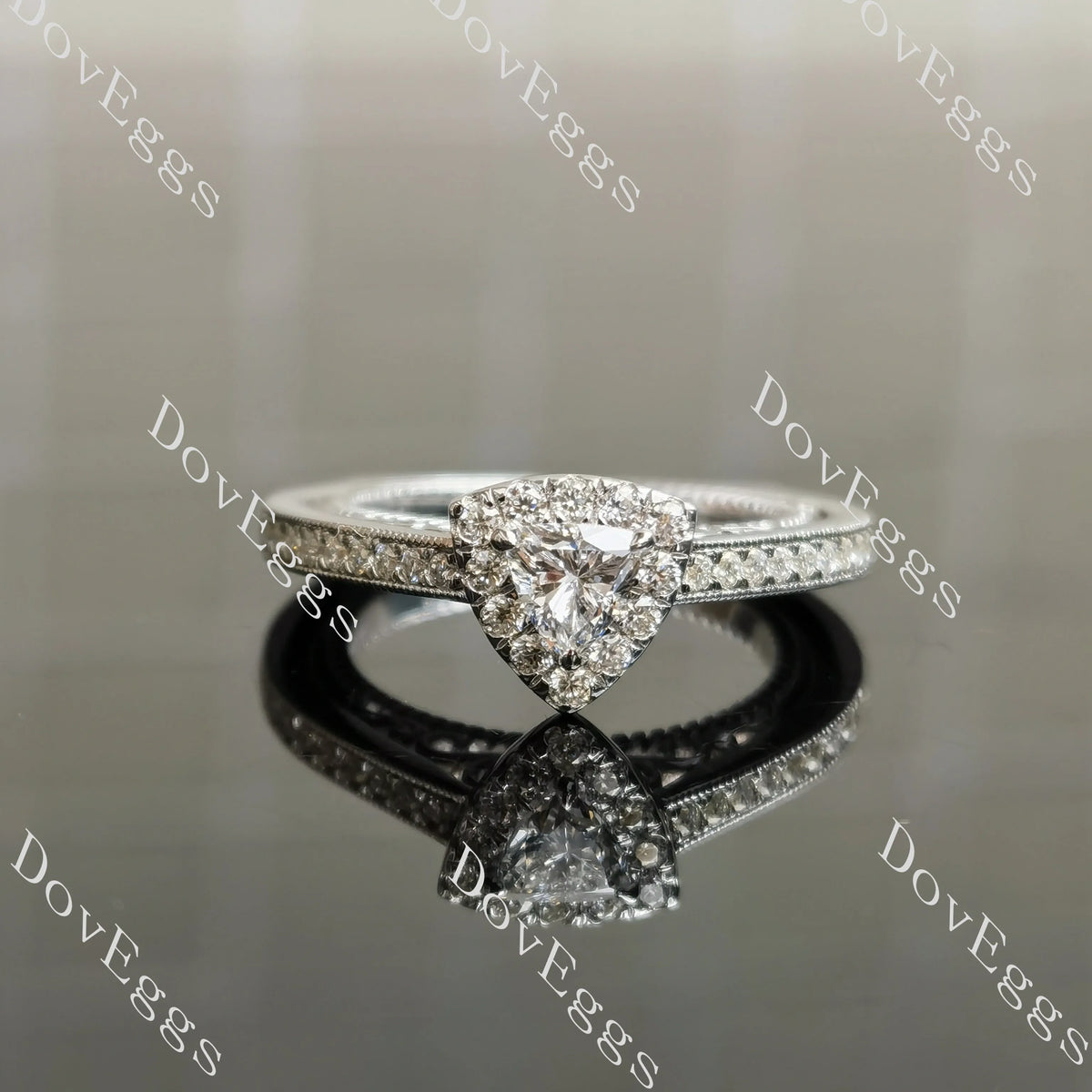 DovEggs halo channel set engagement ring only semi-mount only(Exclusively to DovEggs Stones)