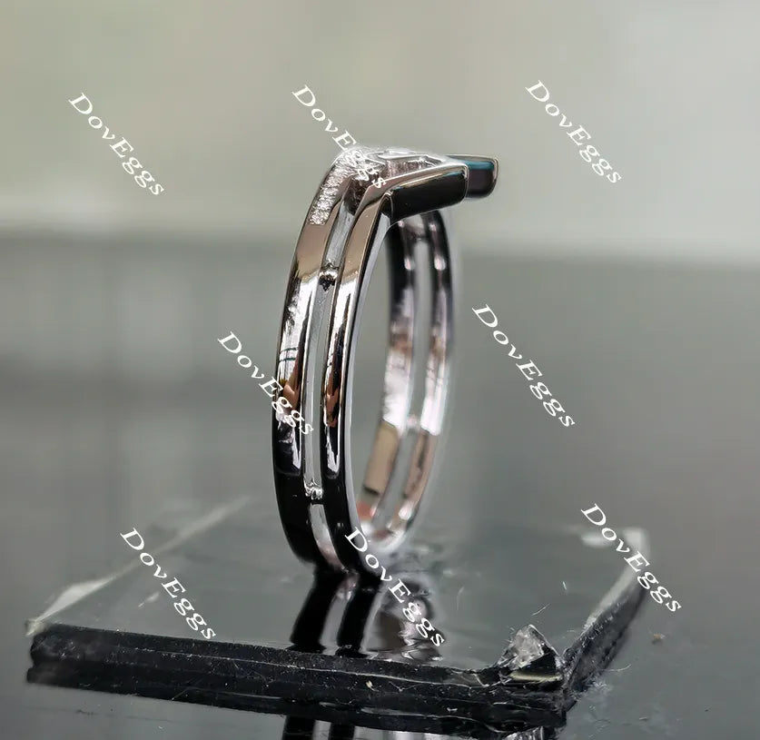 Doveggs round curved moissanite/lab grown diamond wedding band-3.5mm band width