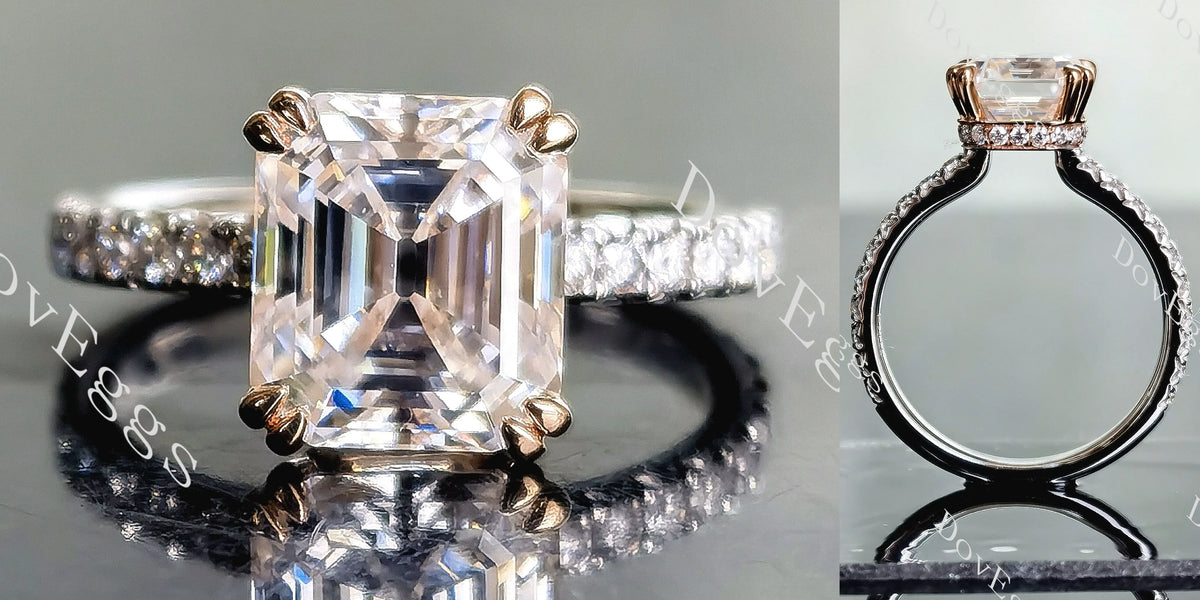 Doveggs Elizabeth Taylor Krupp cut eternity pave moissanite engagement ring