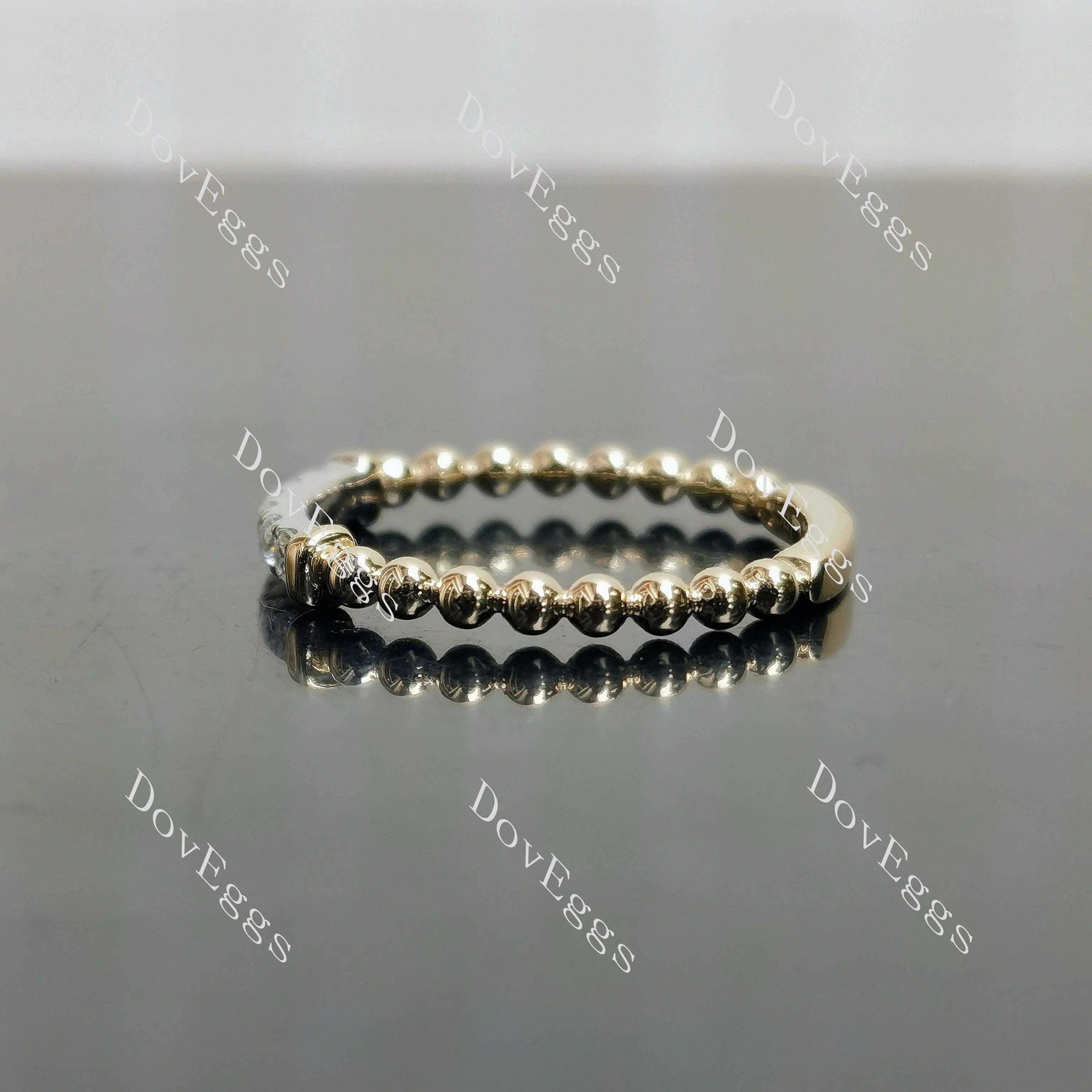 Doveggs beaded circle round pave moissanite/ lab grown diamond accents wedding band-2mm band width