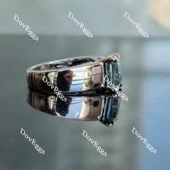 Doveggs smokey spark grey radiant H&A cut solitaire wide band moissanite ring