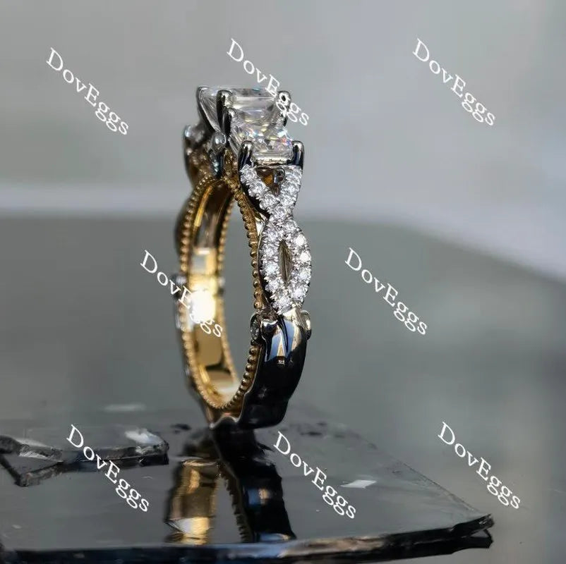 Doveggs square radiant three-stone moissanite engagement ring