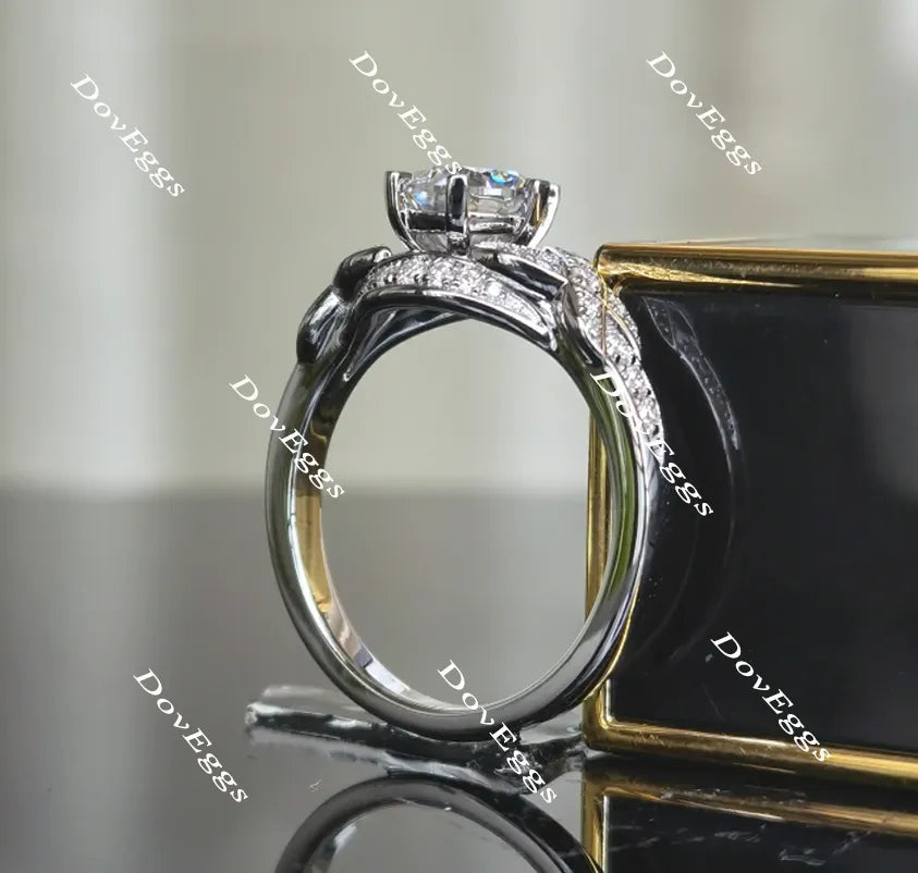 doveggs round art deco moissanite engagement ring