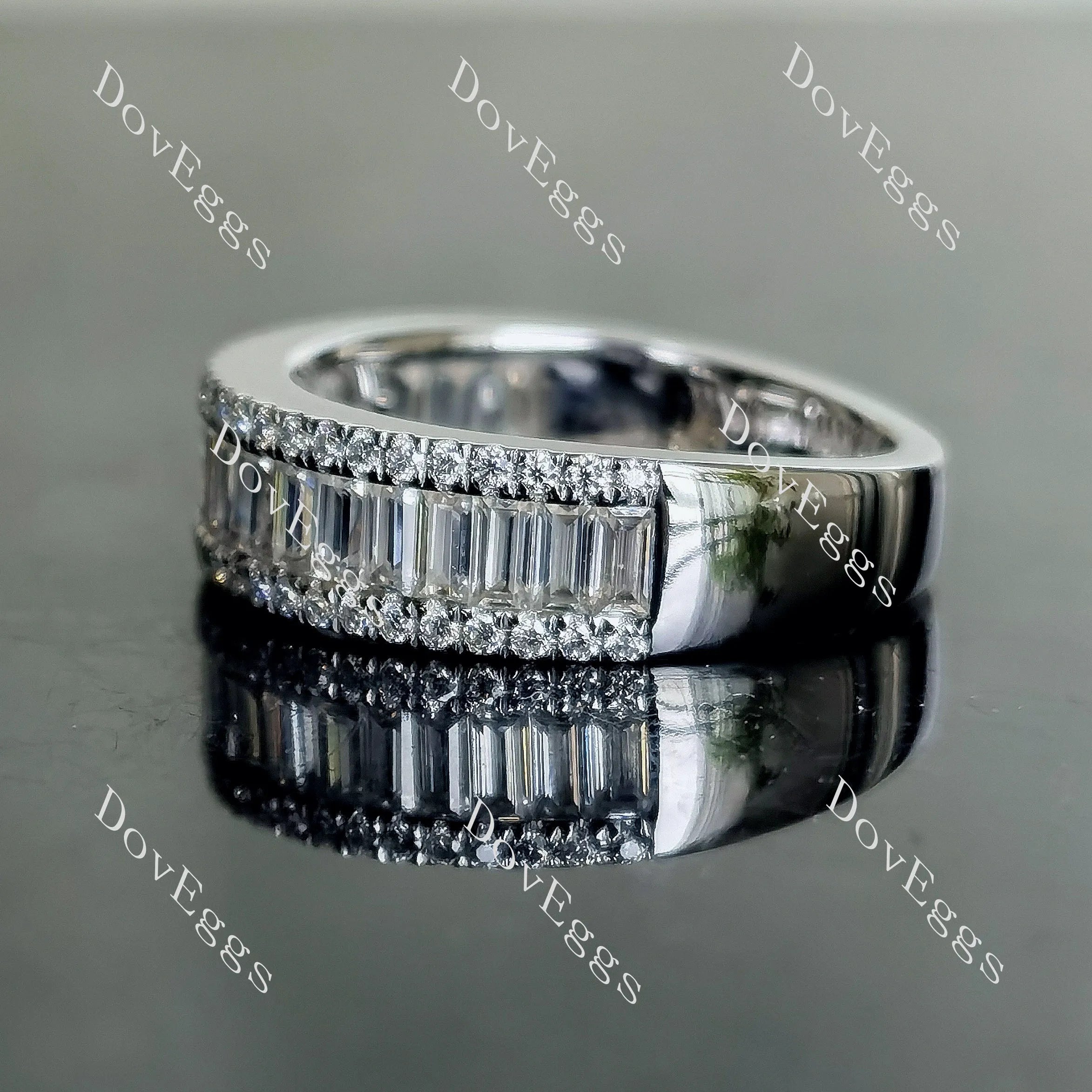Doveggs half eternity channel set pave moissanite/lab grown diamond wedding band-3.0mm band width