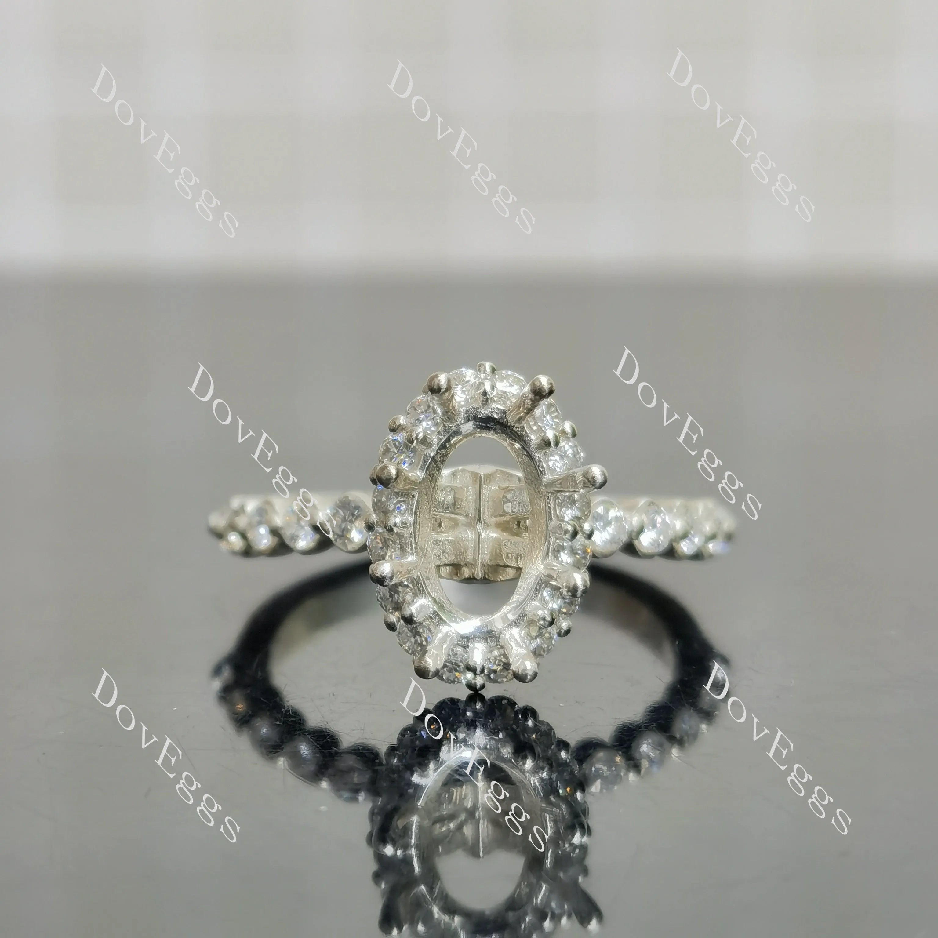 DovEggs pave engagement ring semi-mount only(Exclusively to DovEggs Stones)
