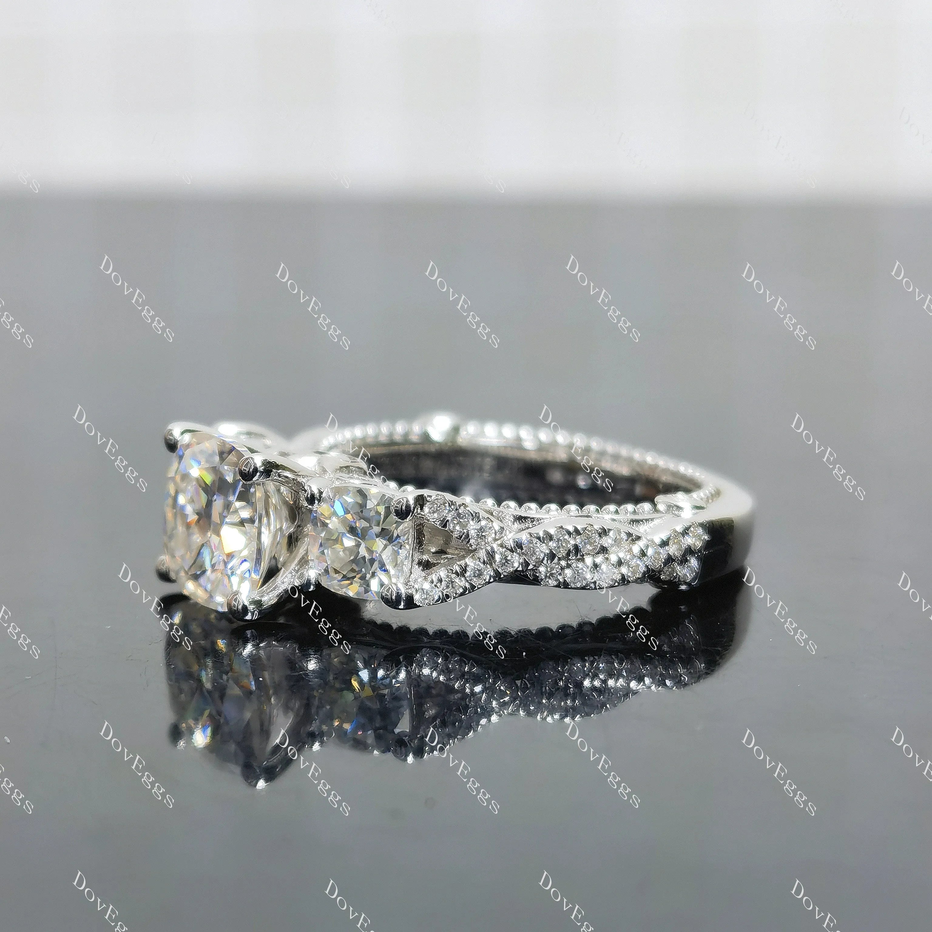 (size5.25) Doveggs 1.5ct cushion moissanite sterling silver engagement ring