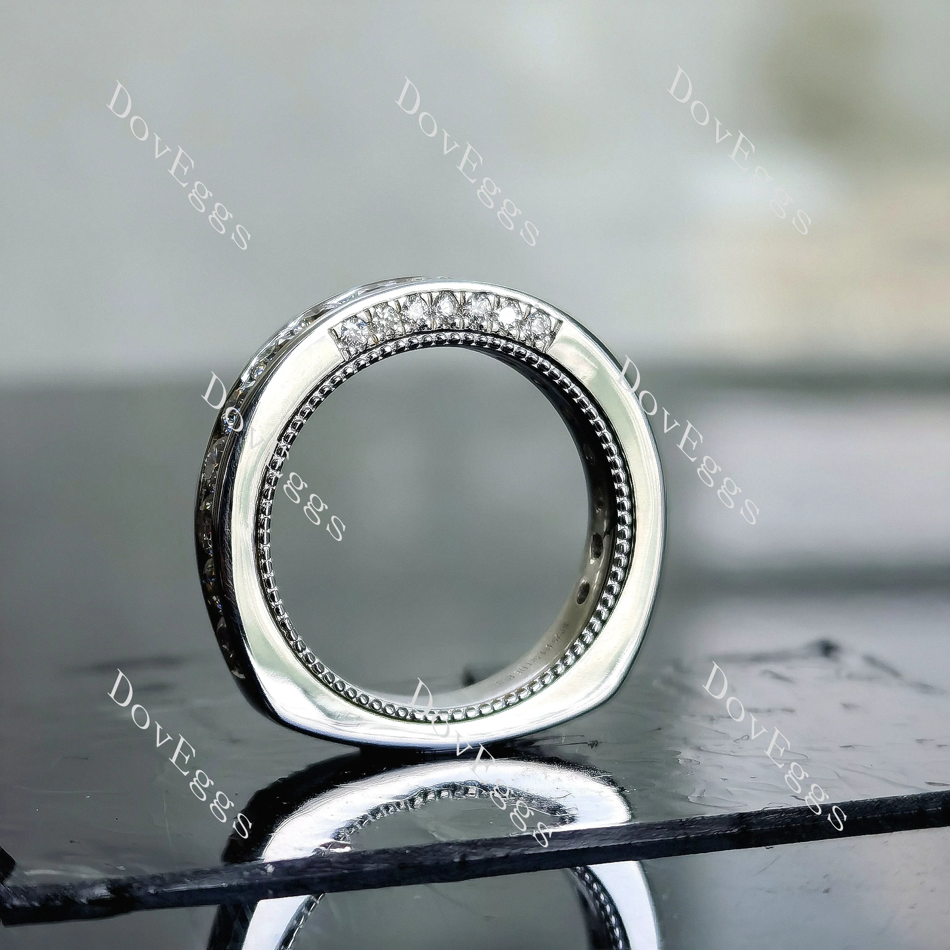 Doveggs round channel set moissanite/lab grown diamond wedding band-4.0mm band width