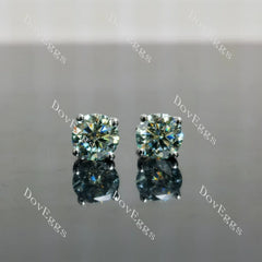 Doveggs 1ct/per round 2cttw Peacock Blue color sterling silver moissanite earrings