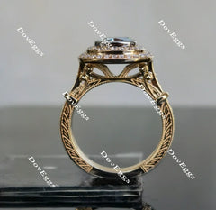 Perdurabo cushion double halo moissanite engagement ring
