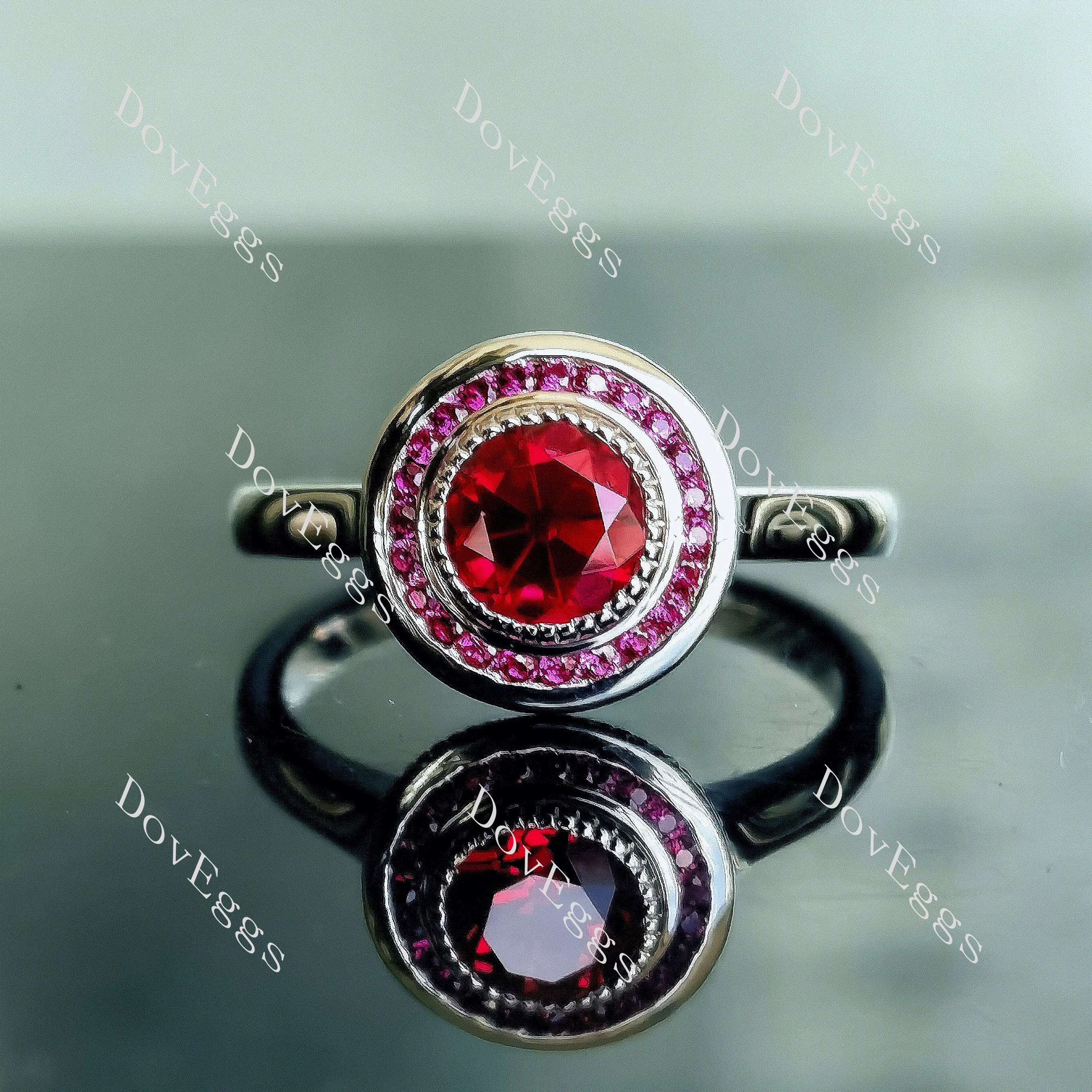 Doveggs round bezel channel set colored gem engagement ring