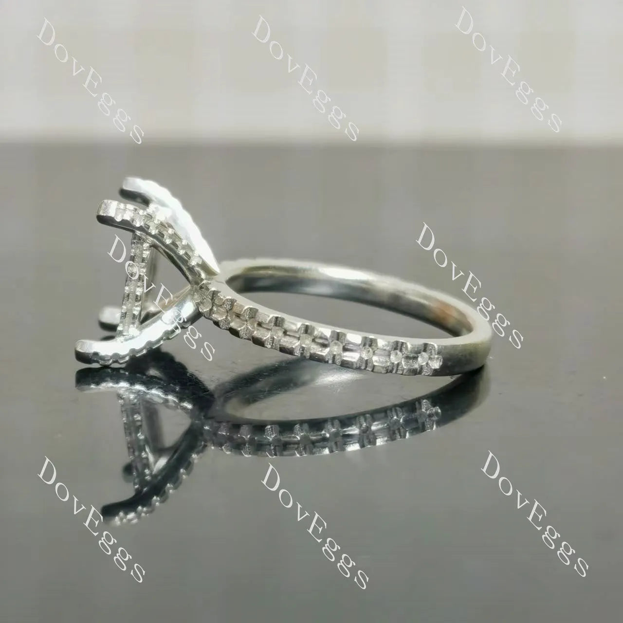 Doveggs pave engagement ring only semi-mount only(Exclusively to DovEggs Stones)