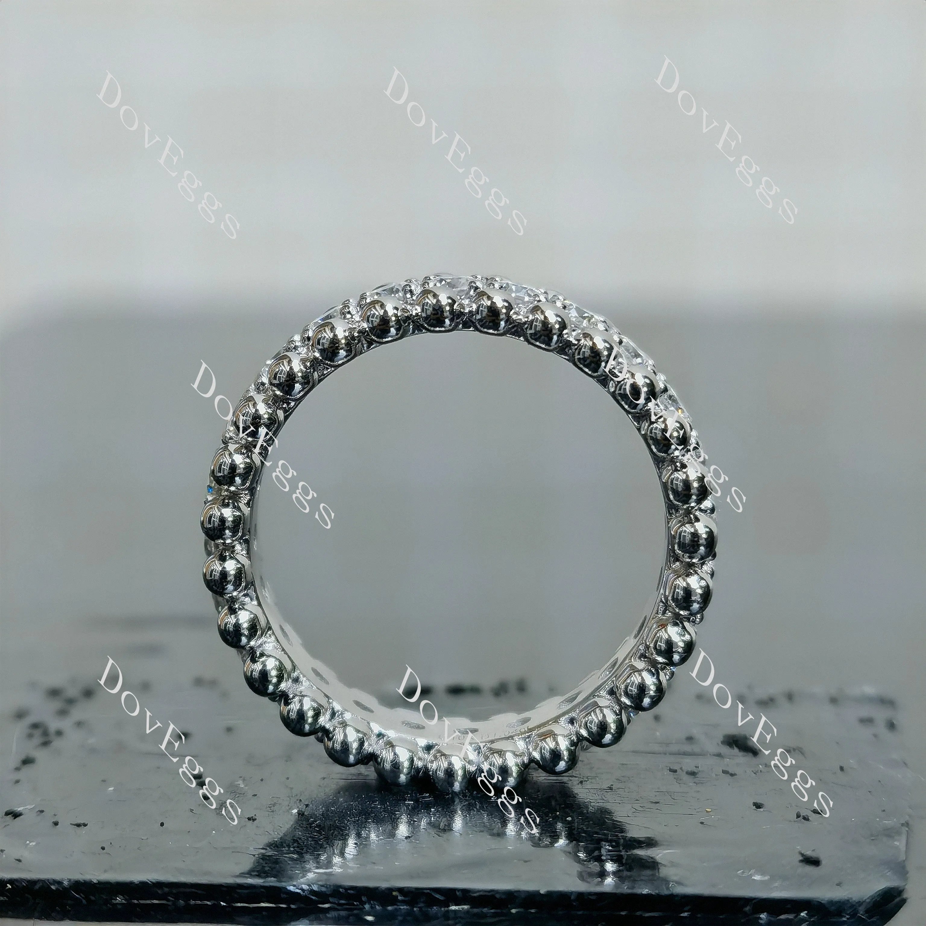 Doveggs round full eternity pave moissanite/lab grown diamond wedding band for women-5.2mm band width