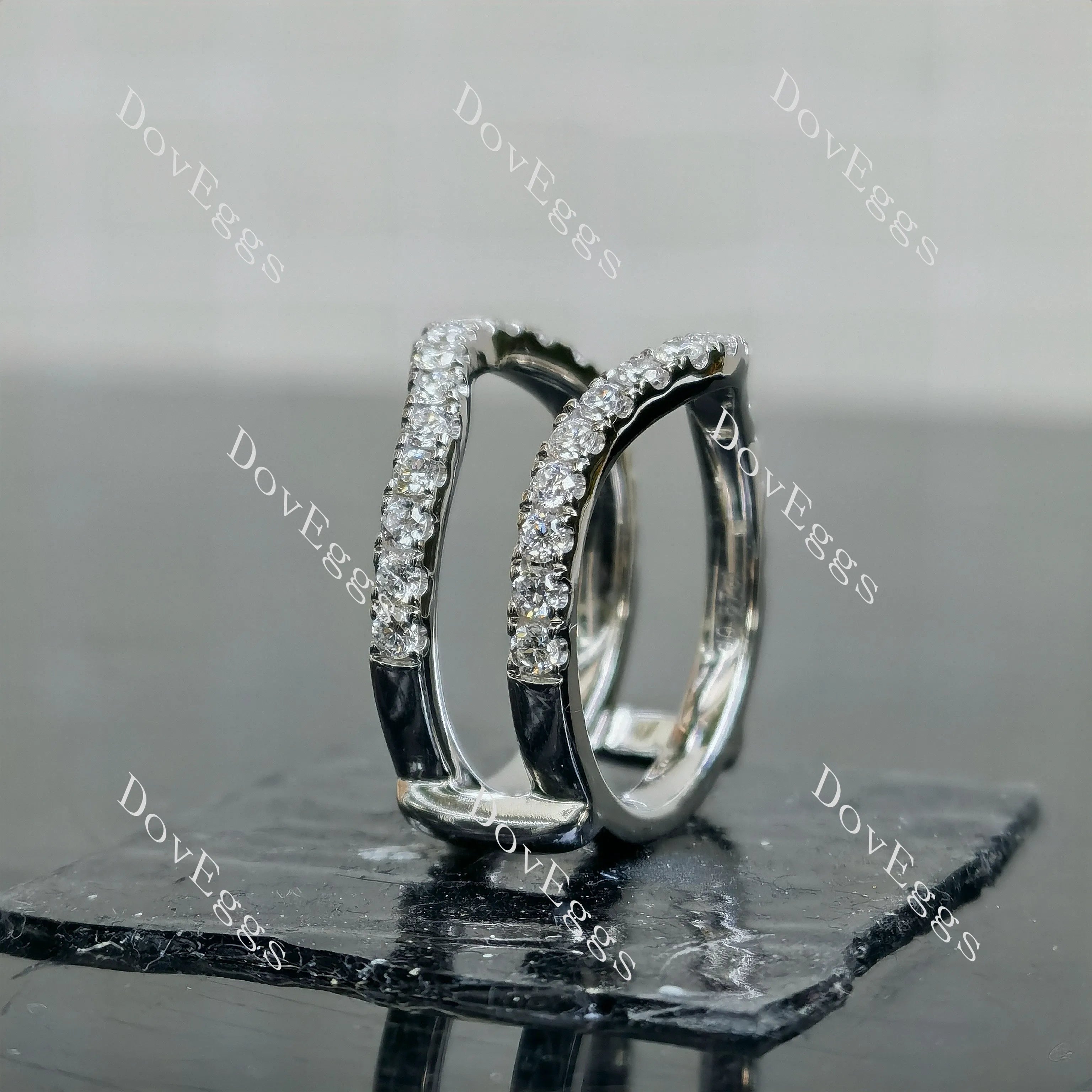 Doveggs Oval Pave Halo Half Eternity Lab Grown Diamond Bridal Set (2 rings)