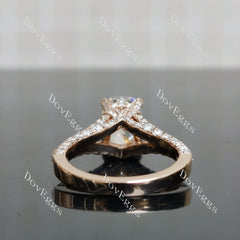 Emily's Hope-Cushion pave split shanks half eternity moissanite engagement ring|DovEggs
