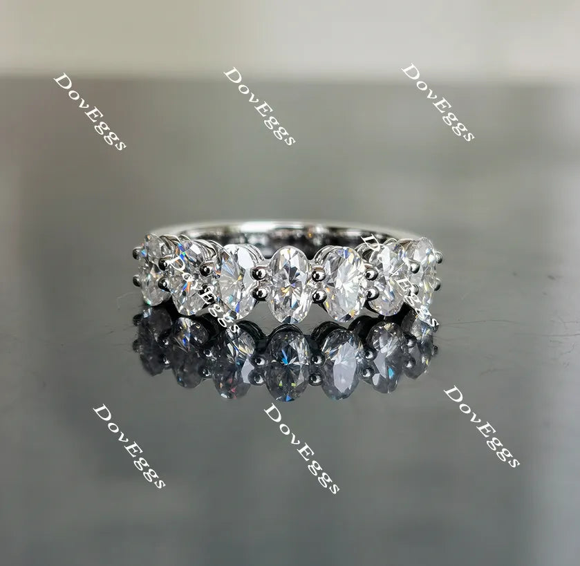 Doveggs oval eternity moissanite/lab grown diamond wedding band-2.4mm band width