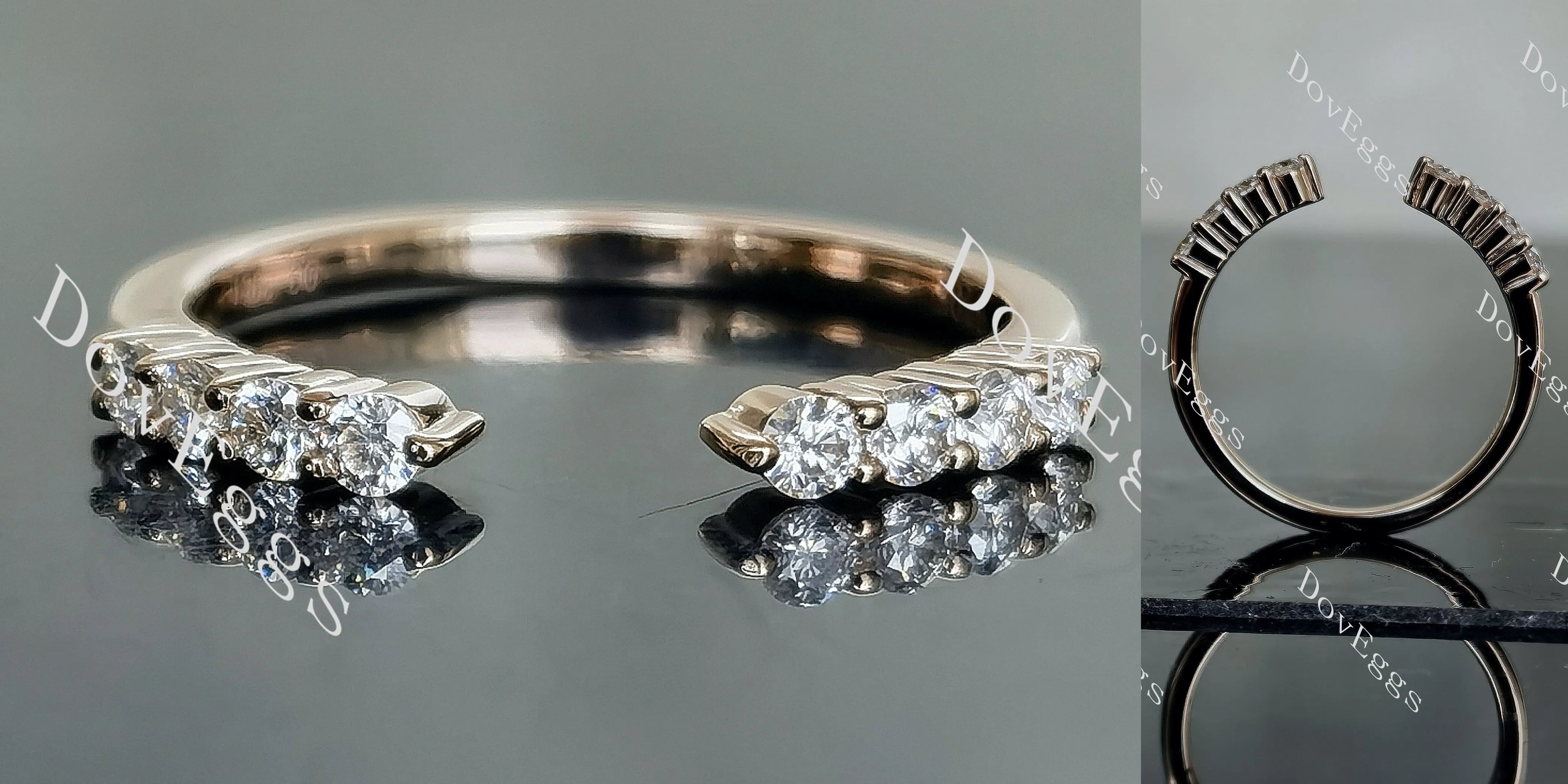 Doveggs round pave moissanite/lab grown diamond wedding band-1.7mm band width