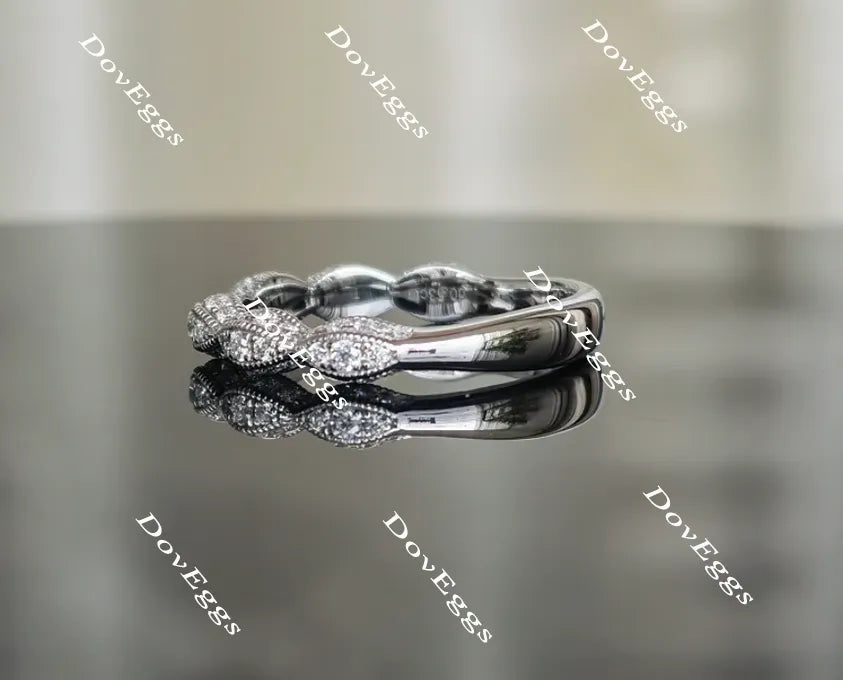 Doveggs anniversary Art deco moissanite/lab grown diamond wedding band-3.3mm band width