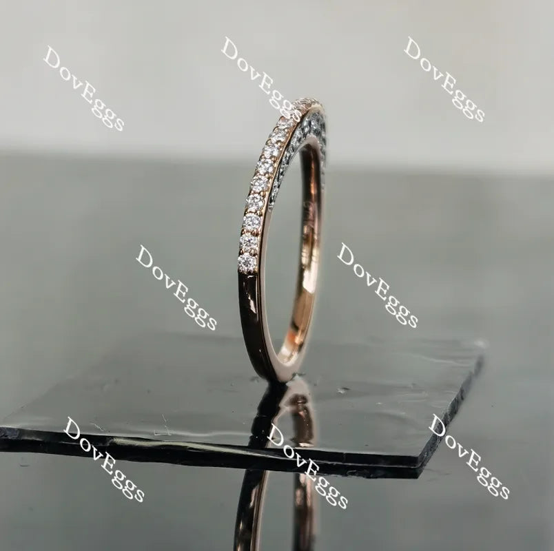 Doveggs round vintage half eternity pave moissanite/lab grown diamond wedding band-1.4mm band width
