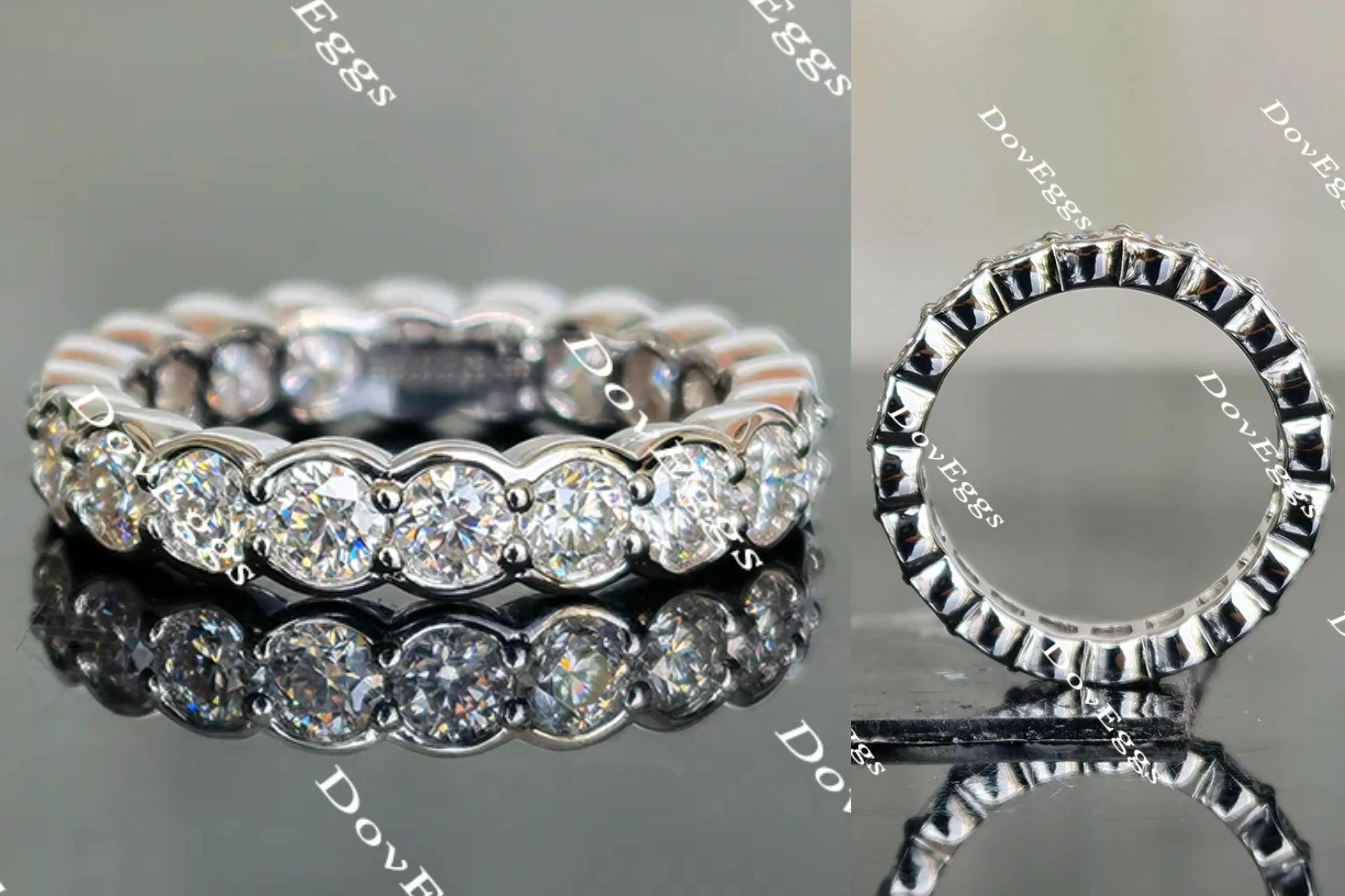 Paula’s 3mm round moissanite/lab grown diamond eternity wedding band-4mm band width