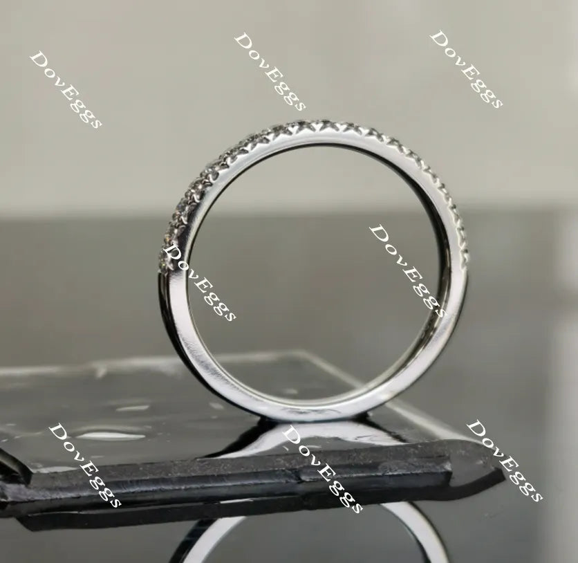 Doveggs half eternity pave moissanite/lab grown diamond guard ring/wedding band-1.8mm band width