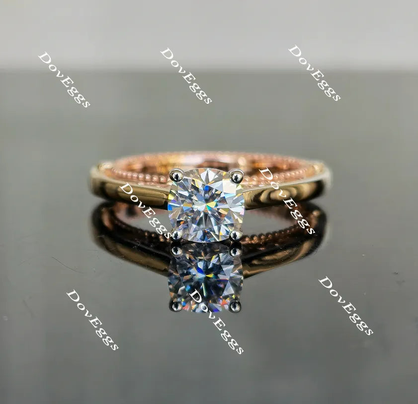 DovEggs vintage cushion moissanite engagement ring