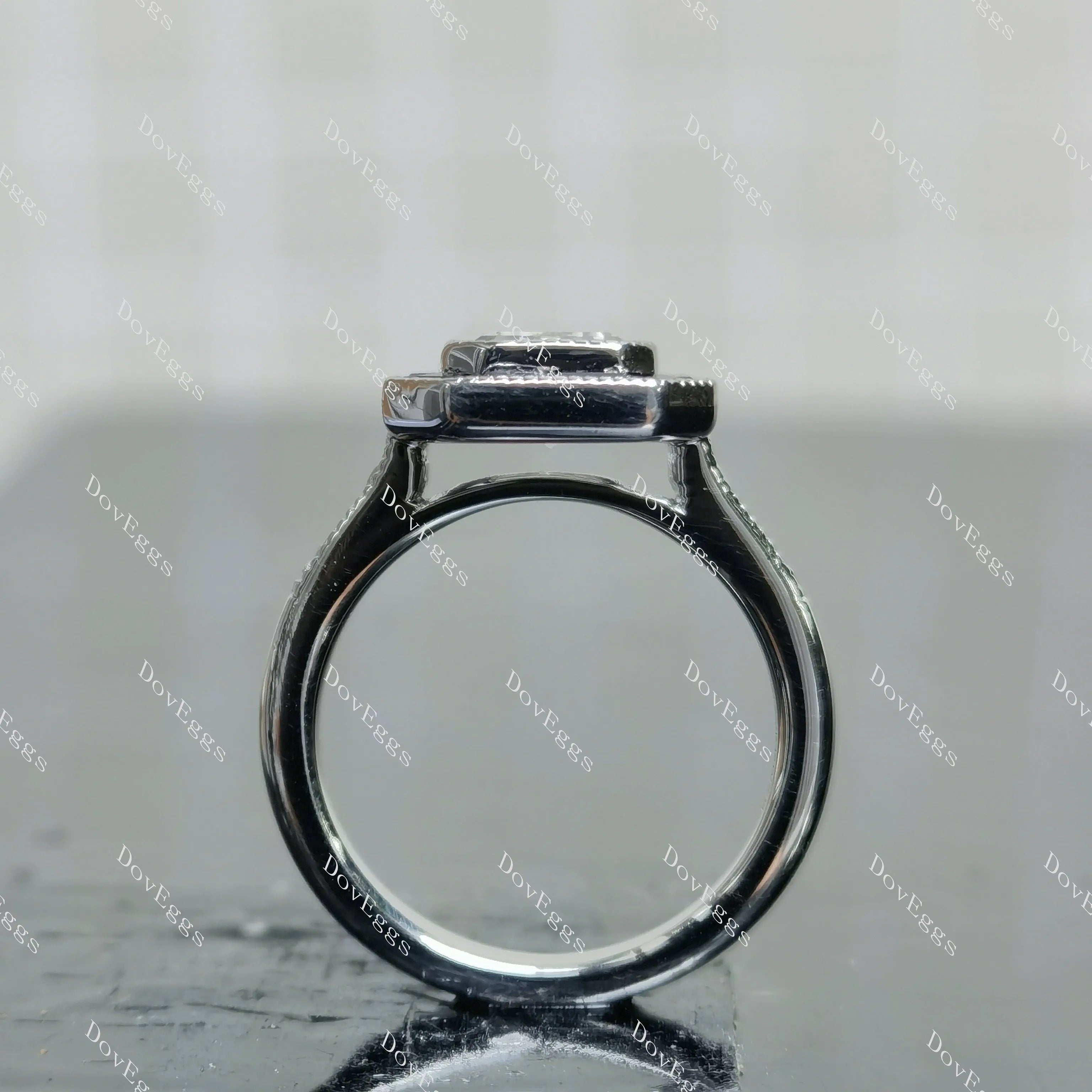 (size 4.75)Doveggs 2ct GHI color emearld moissanite engagement SS ring